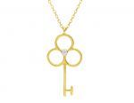 Golden key necklace with white zircon (code S258665)